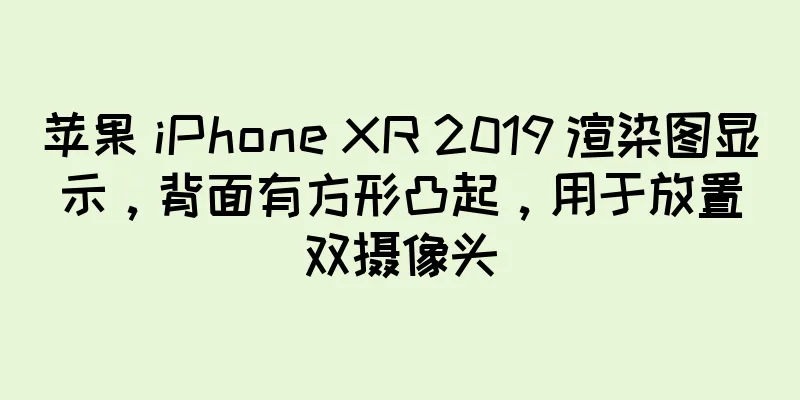 苹果 iPhone XR 2019 渲染图显示，背面有方形凸起，用于放置双摄像头