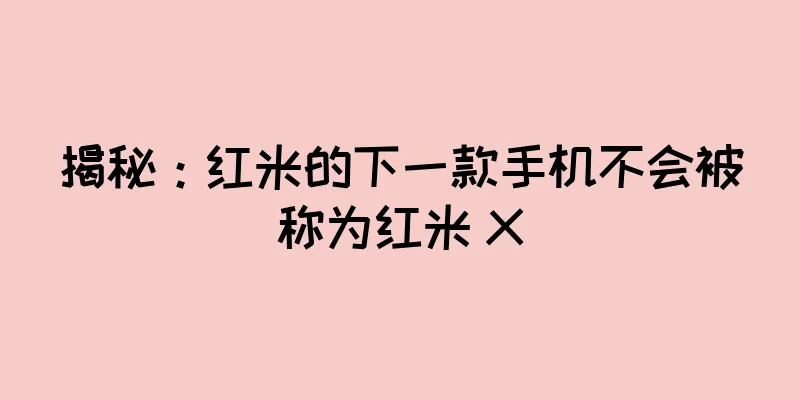 揭秘：红米的下一款手机不会被称为红米 X