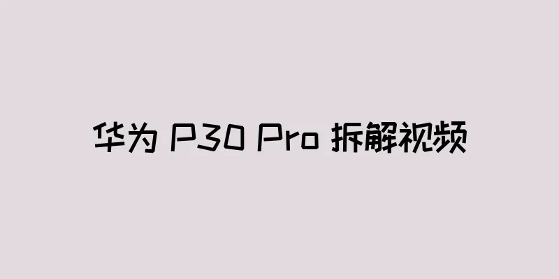 华为 P30 Pro 拆解视频