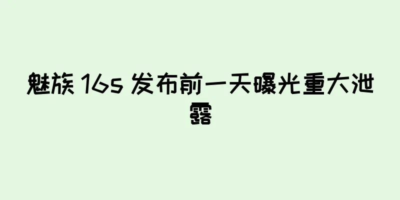 魅族 16s 发布前一天曝光重大泄露