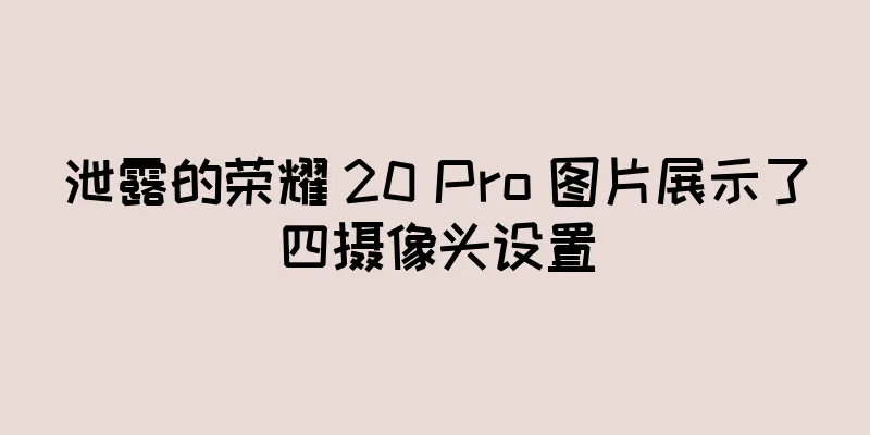 泄露的荣耀 20 Pro 图片展示了四摄像头设置