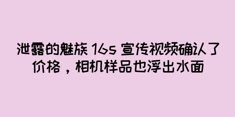 泄露的魅族 16s 宣传视频确认了价格，相机样品也浮出水面