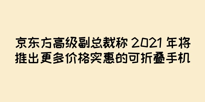 京东方高级副总裁称 2021 年将推出更多价格实惠的可折叠手机