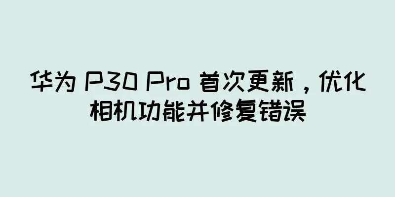 华为 P30 Pro 首次更新，优化相机功能并修复错误