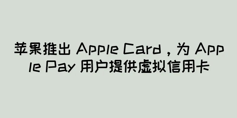 苹果推出 Apple Card，为 Apple Pay 用户提供虚拟信用卡