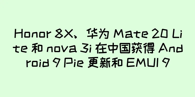 Honor 8X、华为 Mate 20 Lite 和 nova 3i 在中国获得 Android 9 Pie 更新和 EMUI 9