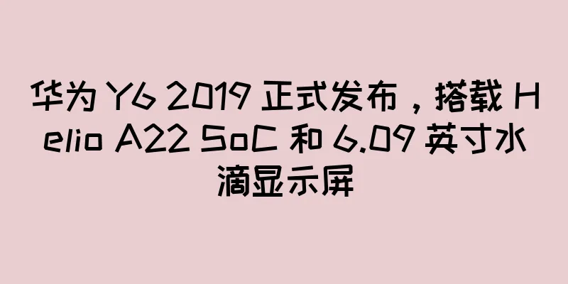 华为 Y6 2019 正式发布，搭载 Helio A22 SoC 和 6.09 英寸水滴显示屏
