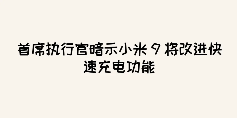 首席执行官暗示小米 9 将改进快速充电功能