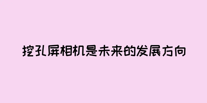 挖孔屏相机是未来的发展方向