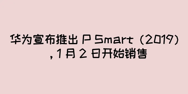 华为宣布推出 P Smart（2019），1 月 2 日开始销售