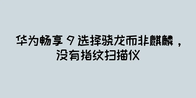 华为畅享 9 选择骁龙而非麒麟，没有指纹扫描仪