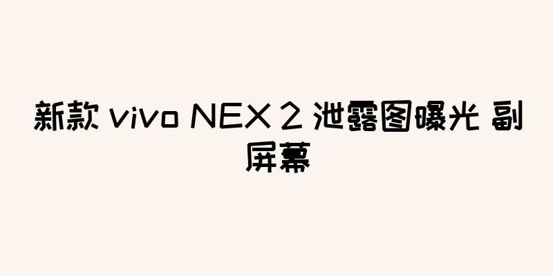 新款 vivo NEX 2 泄露图曝光 副屏幕