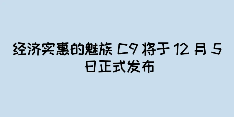 经济实惠的魅族 C9 将于 12 月 5 日正式发布