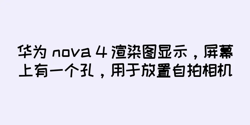 华为 nova 4 渲染图显示，屏幕上有一个孔，用于放置自拍相机