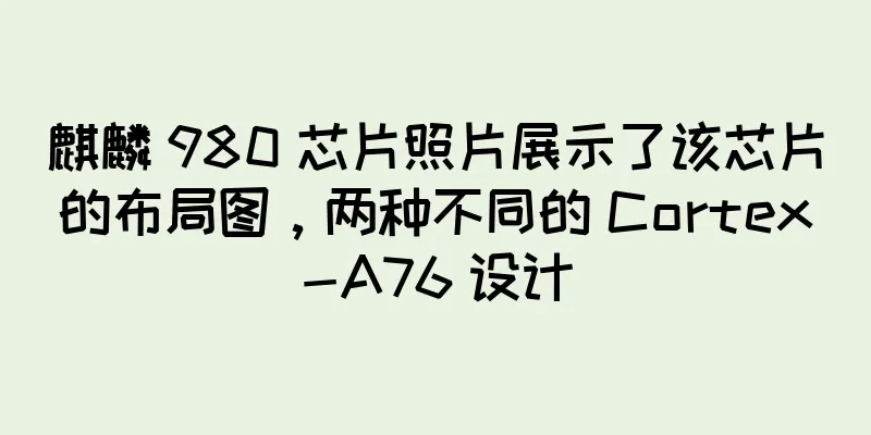 麒麟 980 芯片照片展示了该芯片的布局图，两种不同的 Cortex-A76 设计