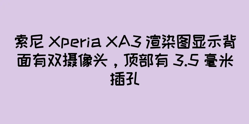 索尼 Xperia XA3 渲染图显示背面有双摄像头，顶部有 3.5 毫米插孔