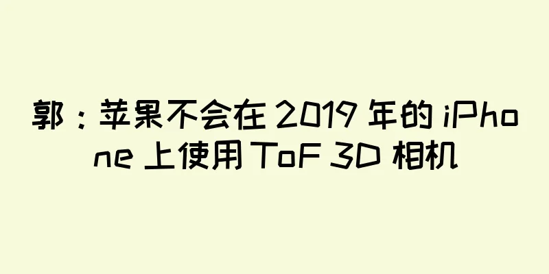 郭：苹果不会在 2019 年的 iPhone 上使用 ToF 3D 相机