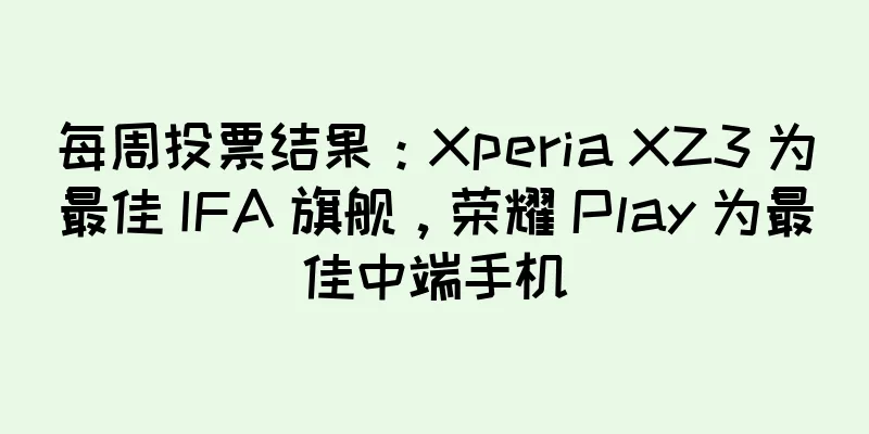 每周投票结果：Xperia XZ3 为最佳 IFA 旗舰，荣耀 Play 为最佳中端手机