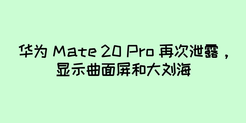 华为 Mate 20 Pro 再次泄露，显示曲面屏和大刘海