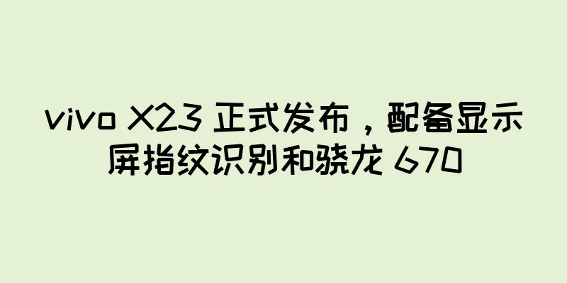 vivo X23 正式发布，配备显示屏指纹识别和骁龙 670