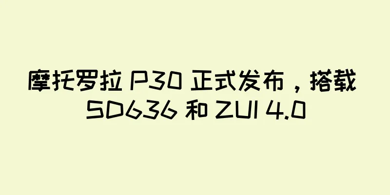 摩托罗拉 P30 正式发布，搭载 SD636 和 ZUI 4.0