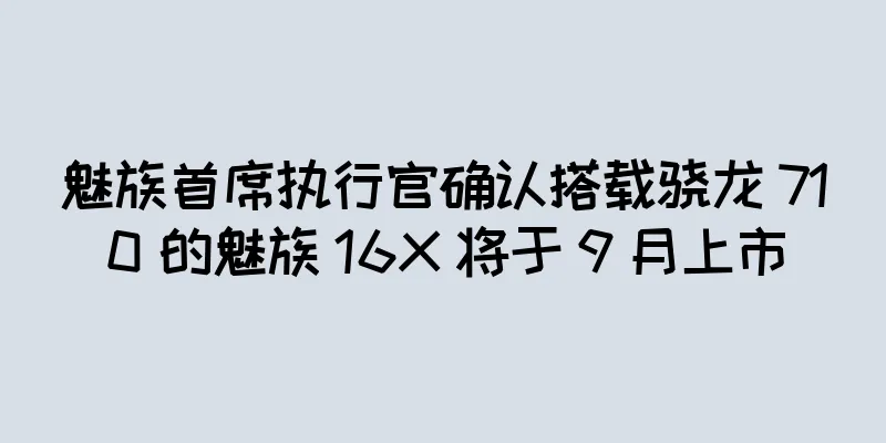 魅族首席执行官确认搭载骁龙 710 的魅族 16X 将于 9 月上市