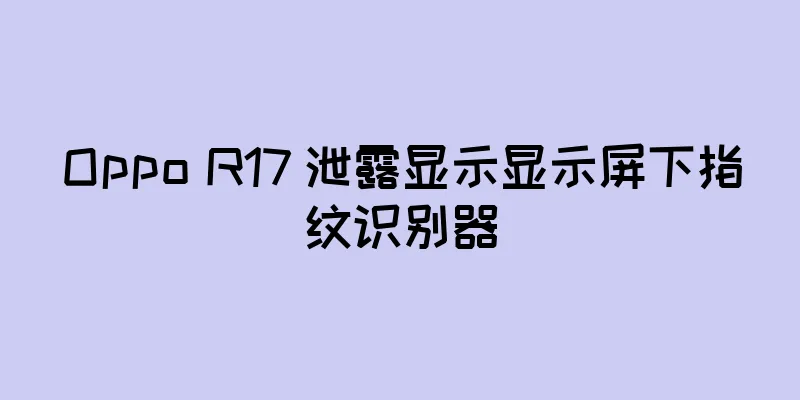 Oppo R17 泄露显示显示屏下指纹识别器