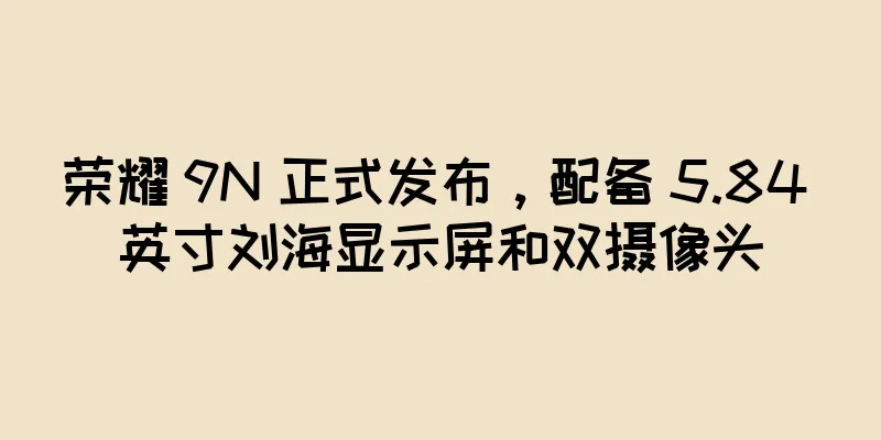 荣耀 9N 正式发布，配备 5.84 英寸刘海显示屏和双摄像头
