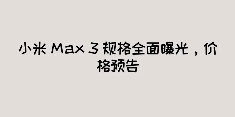 小米 Max 3 规格全面曝光，价格预告
