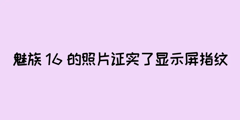 魅族 16 的照片证实了显示屏指纹