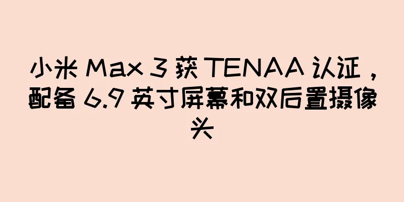 小米 Max 3 获 TENAA 认证，配备 6.9 英寸屏幕和双后置摄像头