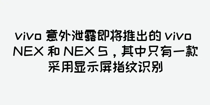 vivo 意外泄露即将推出的 vivo NEX 和 NEX S，其中只有一款采用显示屏指纹识别