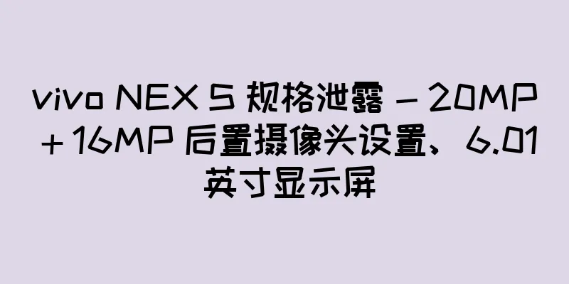vivo NEX S 规格泄露 - 20MP + 16MP 后置摄像头设置、6.01 英寸显示屏