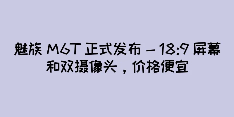 魅族 M6T 正式发布 - 18:9 屏幕和双摄像头，价格便宜