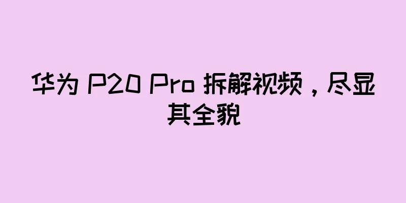华为 P20 Pro 拆解视频，尽显其全貌