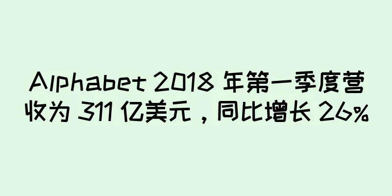 Alphabet 2018 年第一季度营收为 311 亿美元，同比增长 26%