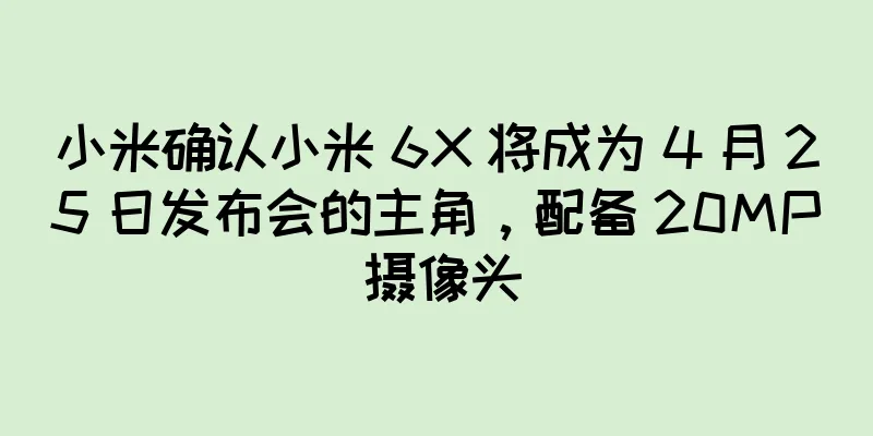 小米确认小米 6X 将成为 4 月 25 日发布会的主角，配备 20MP 摄像头