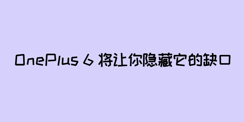 OnePlus 6 将让你隐藏它的缺口
