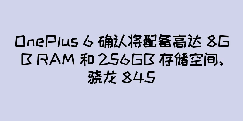 OnePlus 6 确认将配备高达 8GB RAM 和 256GB 存储空间、骁龙 845