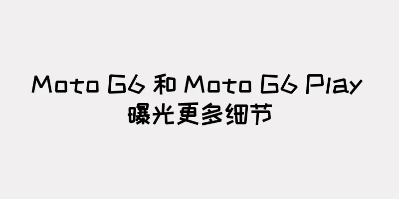 Moto G6 和 Moto G6 Play 曝光更多细节