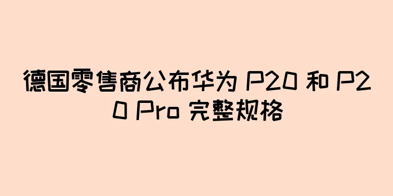 德国零售商公布华为 P20 和 P20 Pro 完整规格
