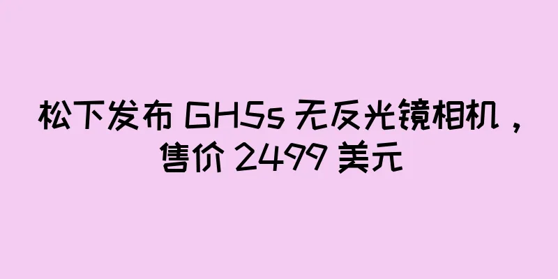 松下发布 GH5s 无反光镜相机，售价 2499 美元