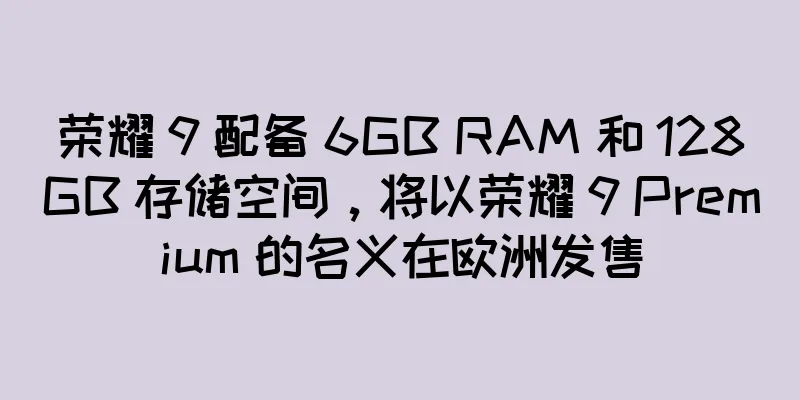 荣耀 9 配备 6GB RAM 和 128GB 存储空间，将以荣耀 9 Premium 的名义在欧洲发售