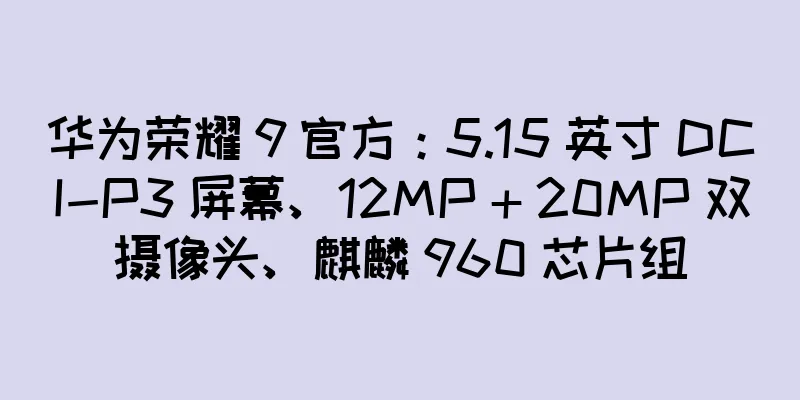 华为荣耀 9 官方：5.15 英寸 DCI-P3 屏幕、12MP + 20MP 双摄像头、麒麟 960 芯片组