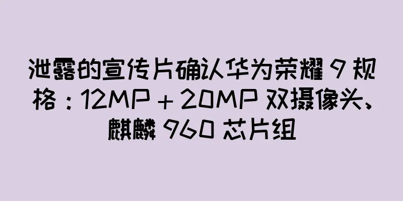 泄露的宣传片确认华为荣耀 9 规格：12MP + 20MP 双摄像头、麒麟 960 芯片组
