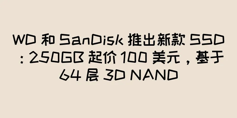 WD 和 SanDisk 推出新款 SSD：250GB 起价 100 美元，基于 64 层 3D NAND