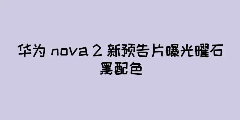 华为 nova 2 新预告片曝光曜石黑配色