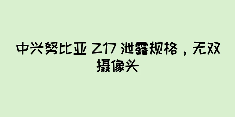 中兴努比亚 Z17 泄露规格，无双摄像头