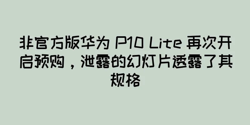 非官方版华为 P10 Lite 再次开启预购，泄露的幻灯片透露了其规格