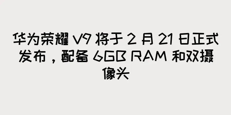 华为荣耀 V9 将于 2 月 21 日正式发布，配备 6GB RAM 和双摄像头